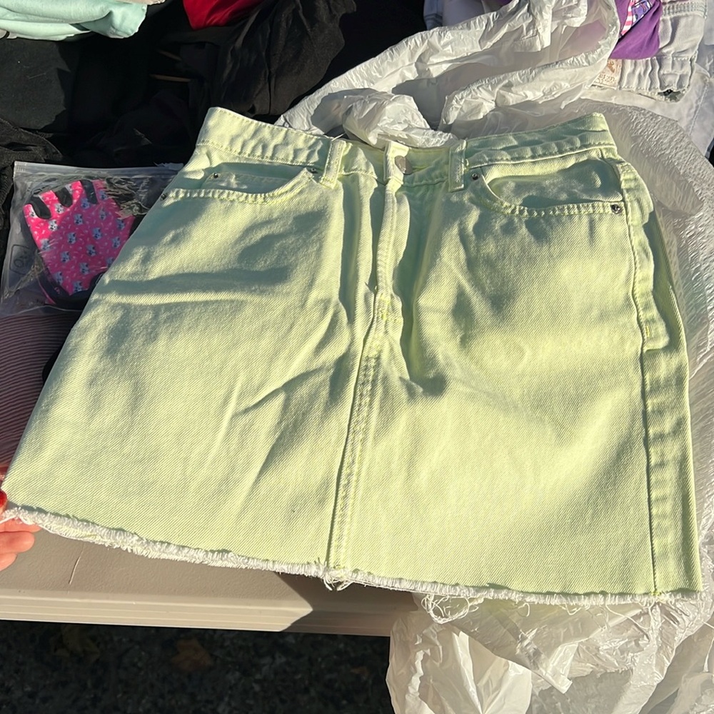 Bershka Neon green denim skirt
